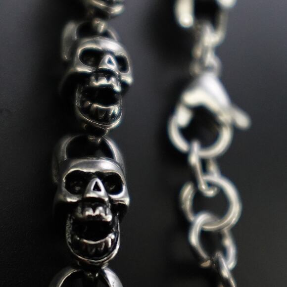 Stainless Steel Skull Bracelet SBR-5305 - Picture 4 of 6